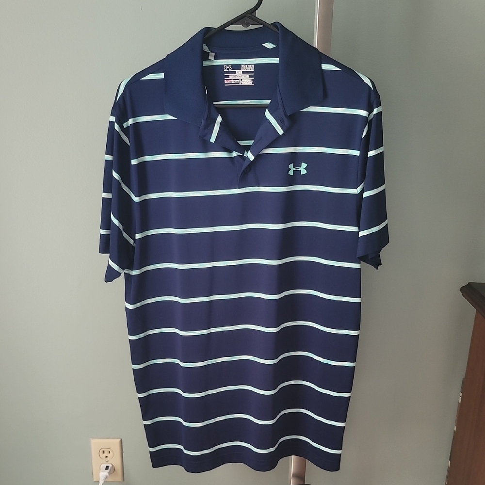 Under Armour Men's Navy Striped Polo Shirt